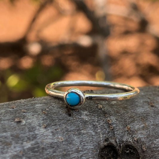 African Made Turquoise and silver stacking ring by the Zuri Collection