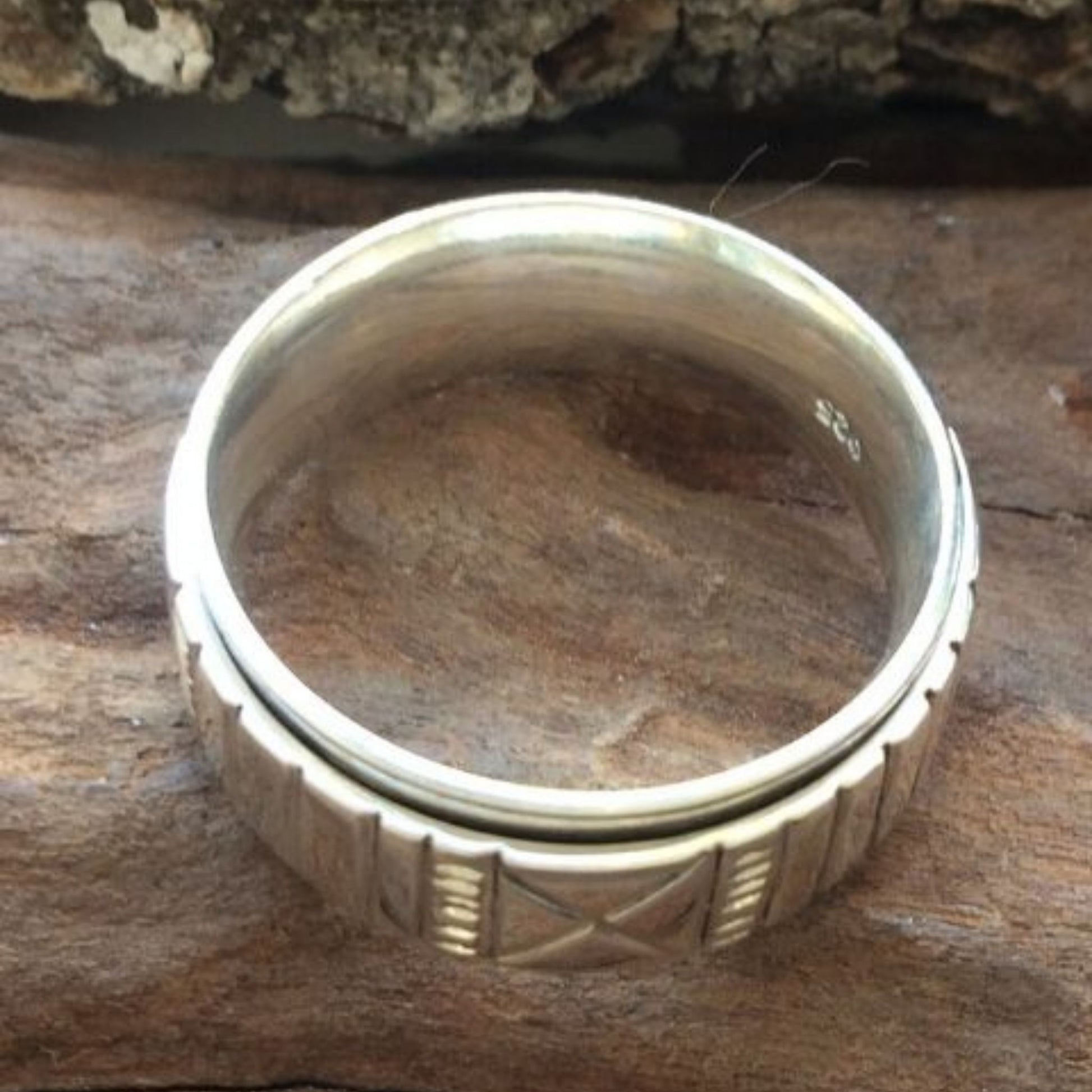 African inspired Ndebele Silver Spinner Ring 