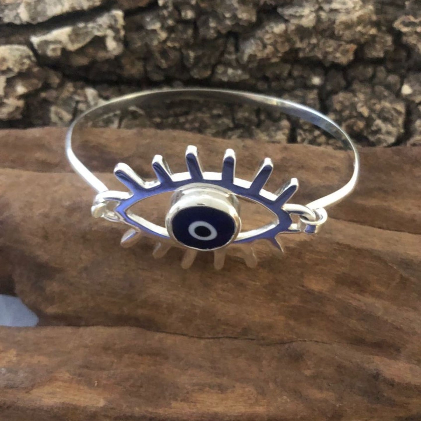 blue evil eye lash bracelet 
