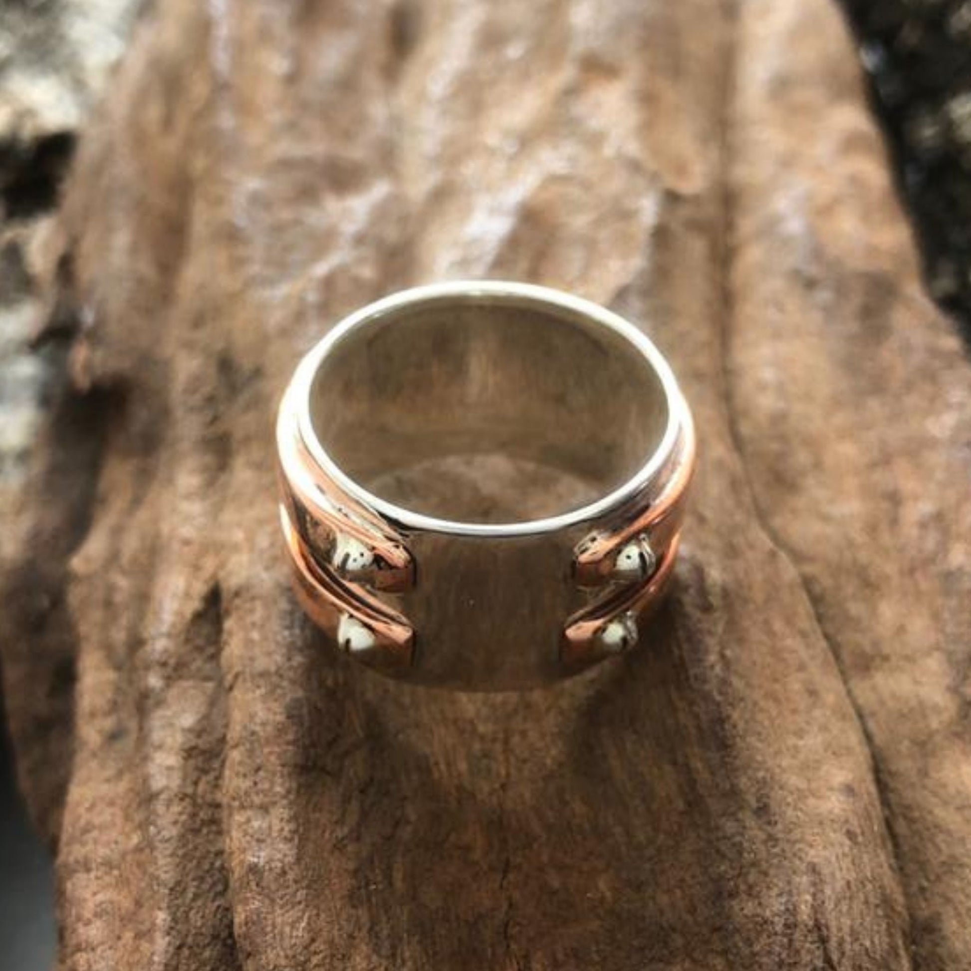 Silver Copper GPS Ring made in Africa 
