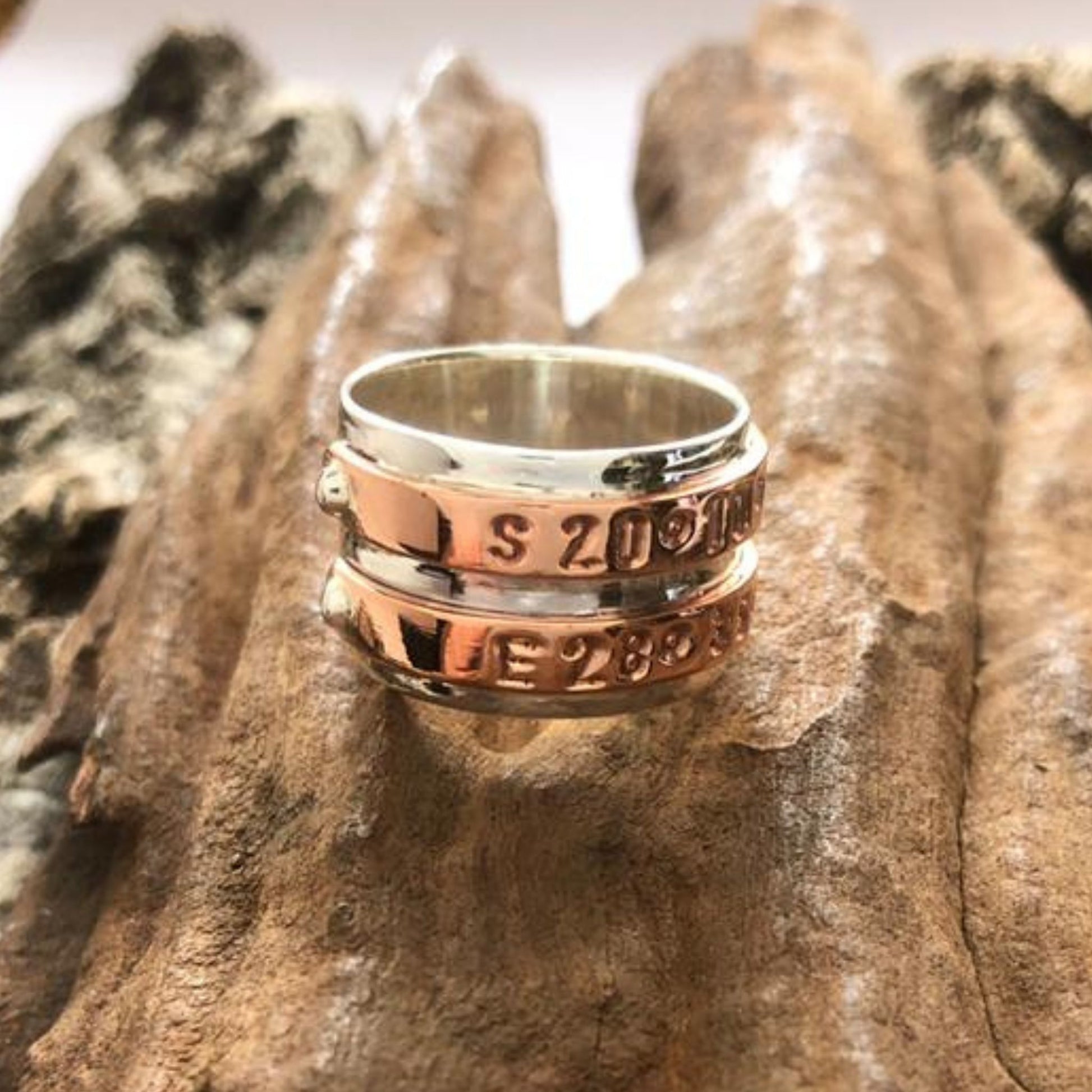 Silver and Copper GPS Ring Made in Bulawayo 