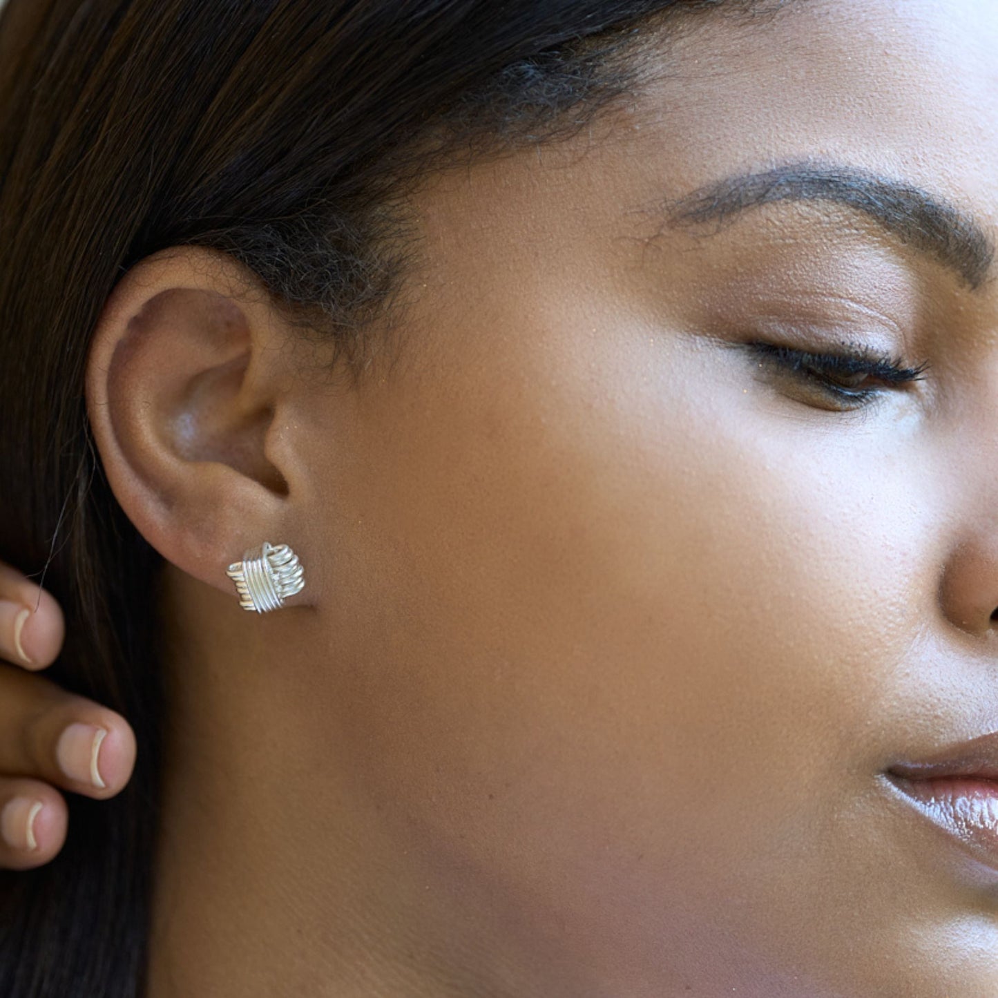 Silver Elephant Hair Knot Earrings Made In Zimbabwe 