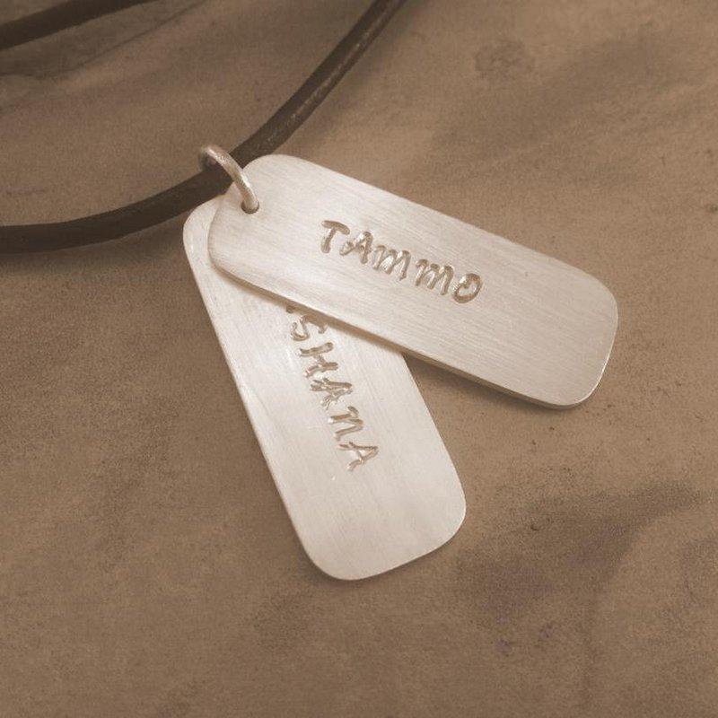 925 Engraved Slim Silver Dog Tags Made in Zimbabwe 