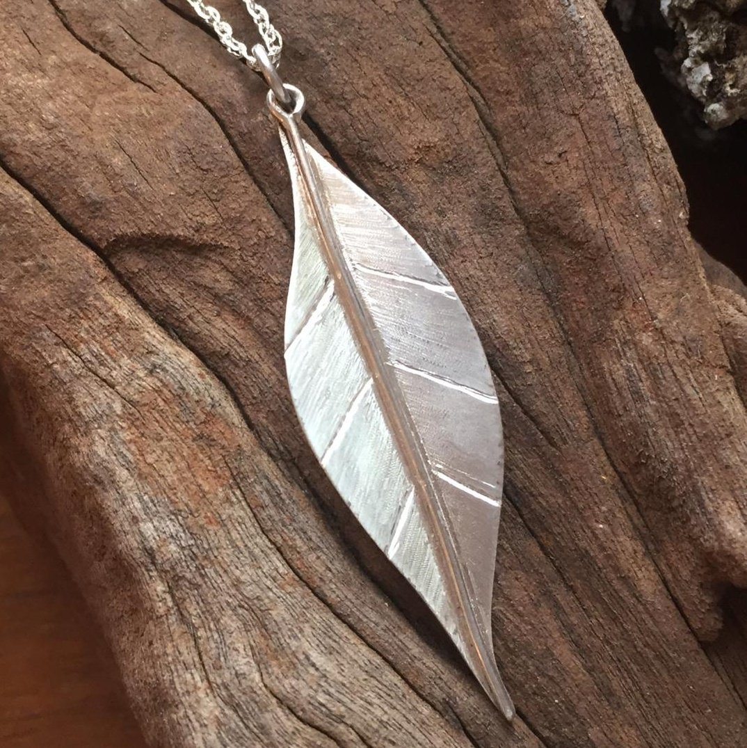 African Inspired Silver Leaf Necklace